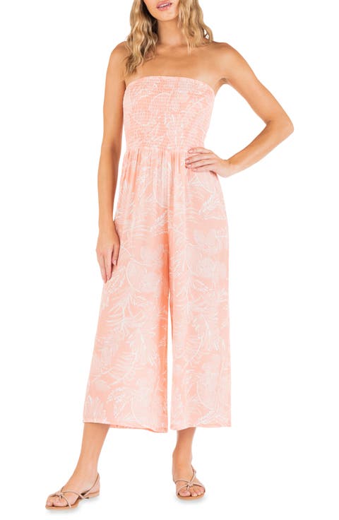 Beach Bloom Floral Strapless Crop Jumpsuit