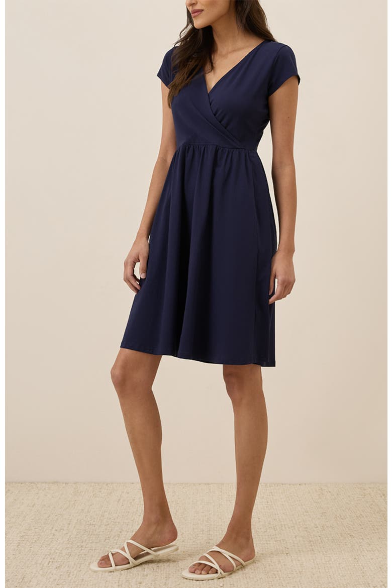 Fit & Flare Crossover Dress, Alternate, color, Eclipse