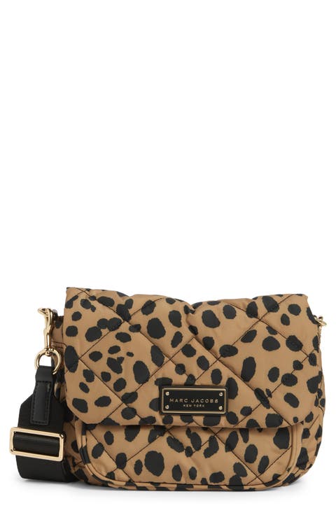 Cheetah Print Quilted Nylon Messenger Bag