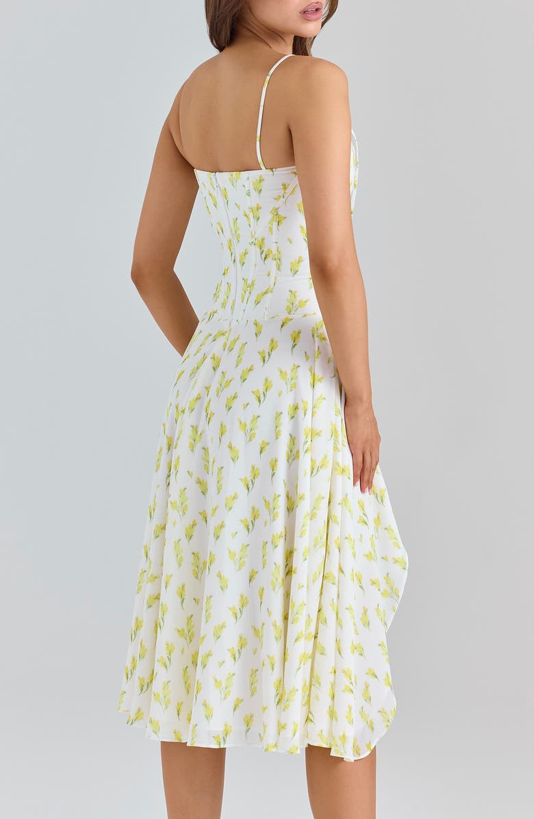 HOUSE OF CB Yvette Floral Print Midi Dress, Alternate, color, Lemon Floral Print