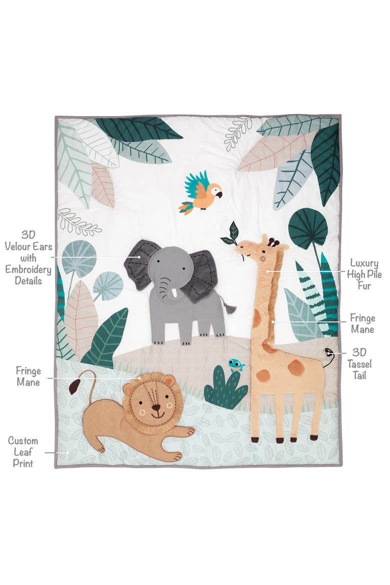 Jungle Friends 5-Piece Safari Animals Nursery Baby Crib Bedding Set, Alternate, color, Green