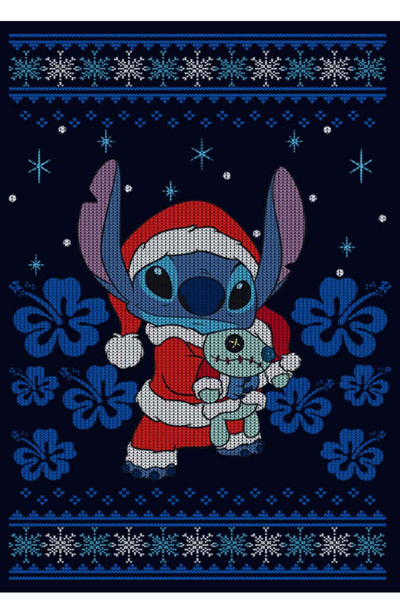 Lilo & Stitch Girl's Lilo & Stitch Christmas with Scrump  Graphic T-Shirt, Alternate, color, Navy Blue