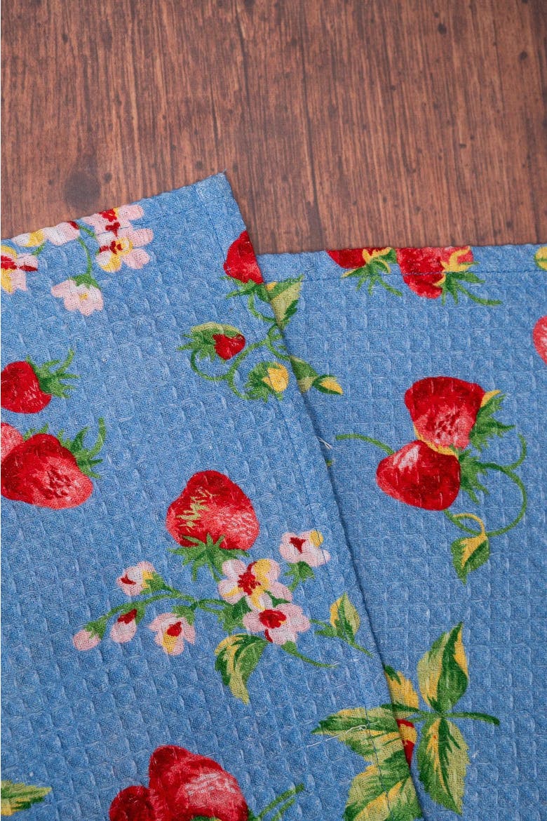 Strawberry Magic Tea Towels, Set of 2, Alternate, color, Blue