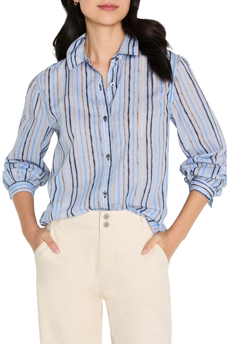 Drifty Painted Stripe Cotton Button-Up Shirt, Main, color, BLUE MULTI