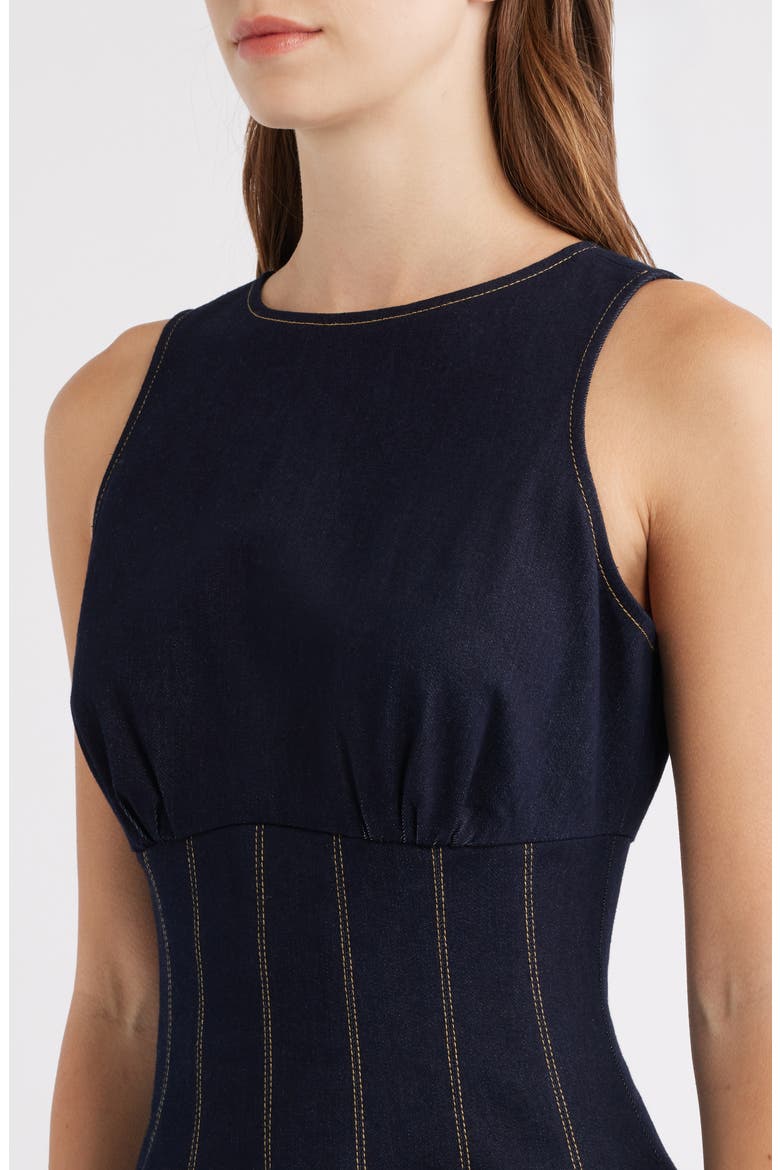 Contrast Stitch Denim Midi Dress, Alternate, color, DENIM