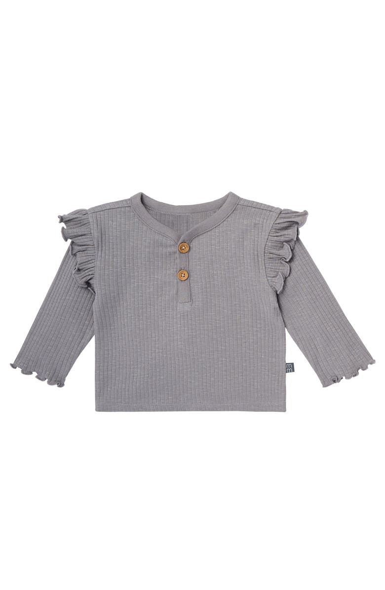 Modern Moments<sup>™</sup> by Gerber Henley Ruffle Tops with Pants Set, Alternate, color, Gray