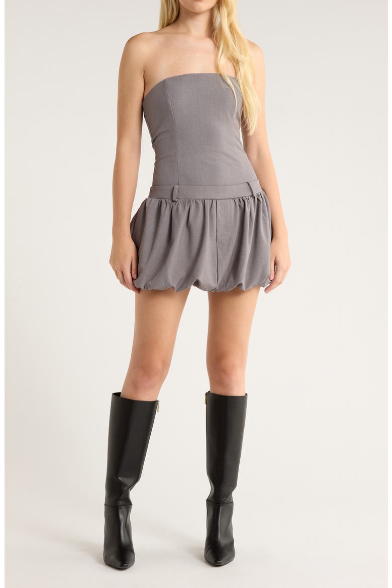 Valentina Strapless Bubble Minidress, Main, color, GREY