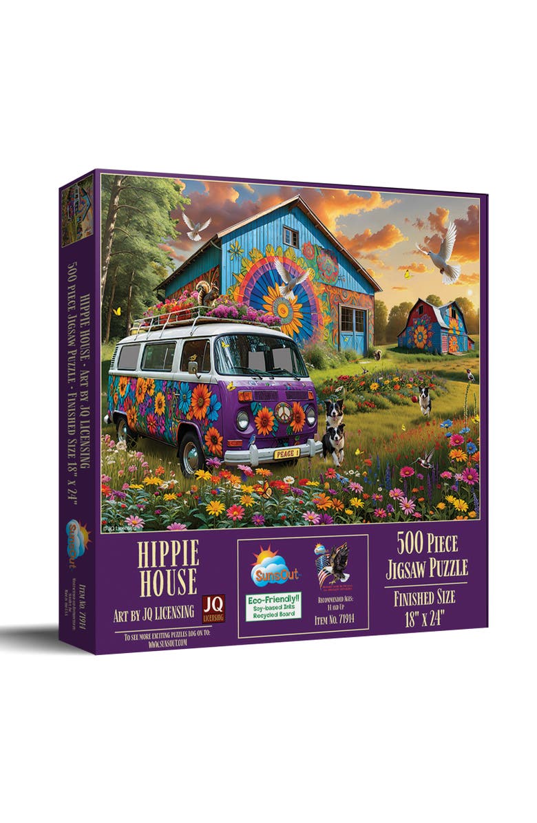 Sunsout Hippie House 500 piece Jigsaw Puzzle for Adults, Main, color, Multicolor