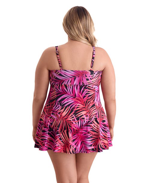 Shapesolver Bow Front Plus Size Swim Dress In Multi