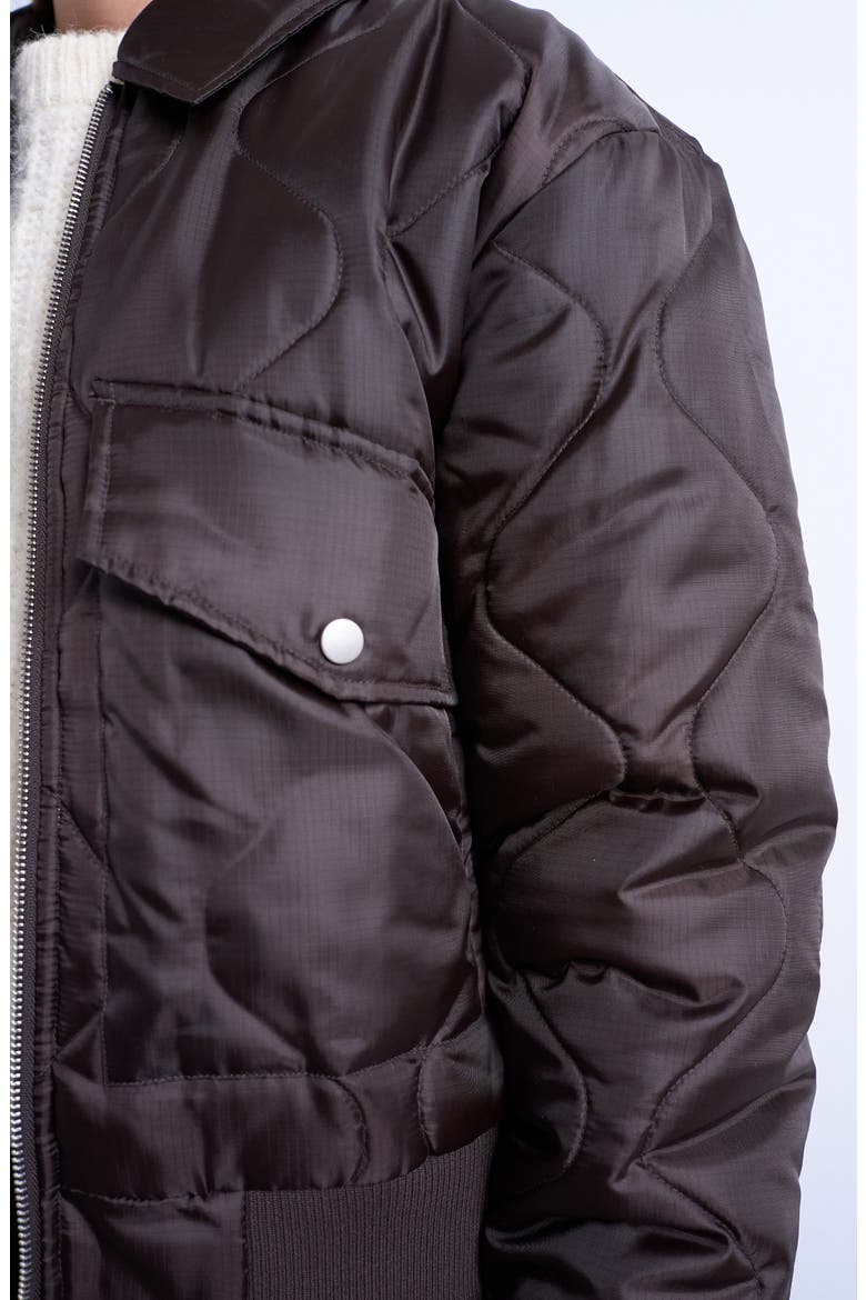 Quilted Bomber Jacket, Alternate, color, BROWN