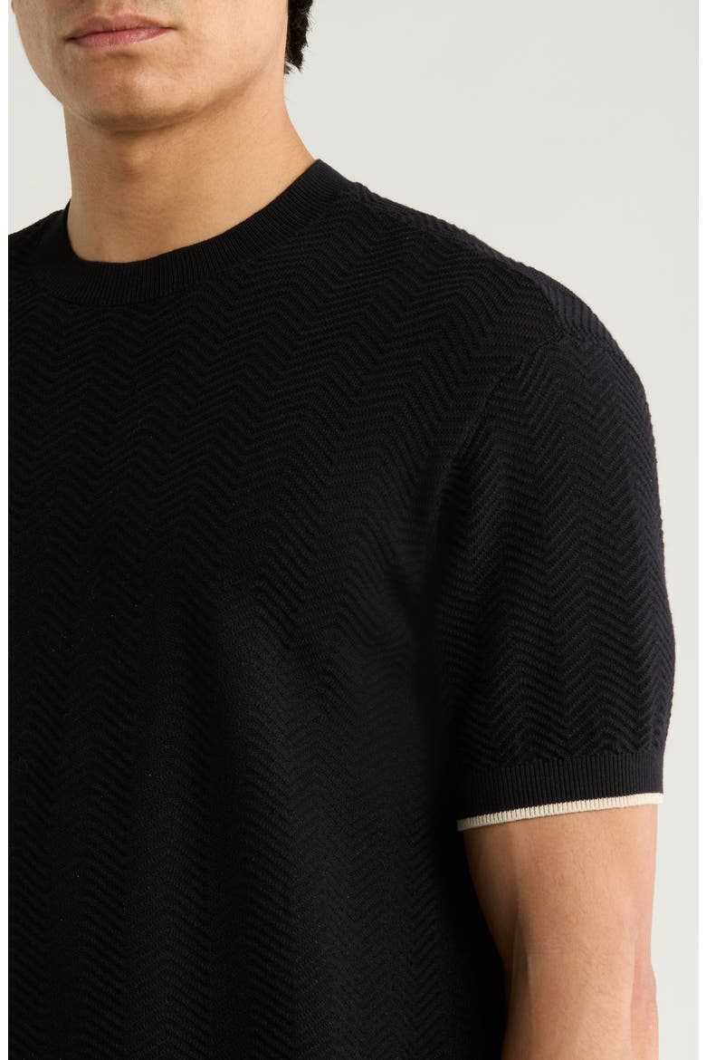 Tipped Chevron Knit T-Shirt, Alternate, color, NAVY