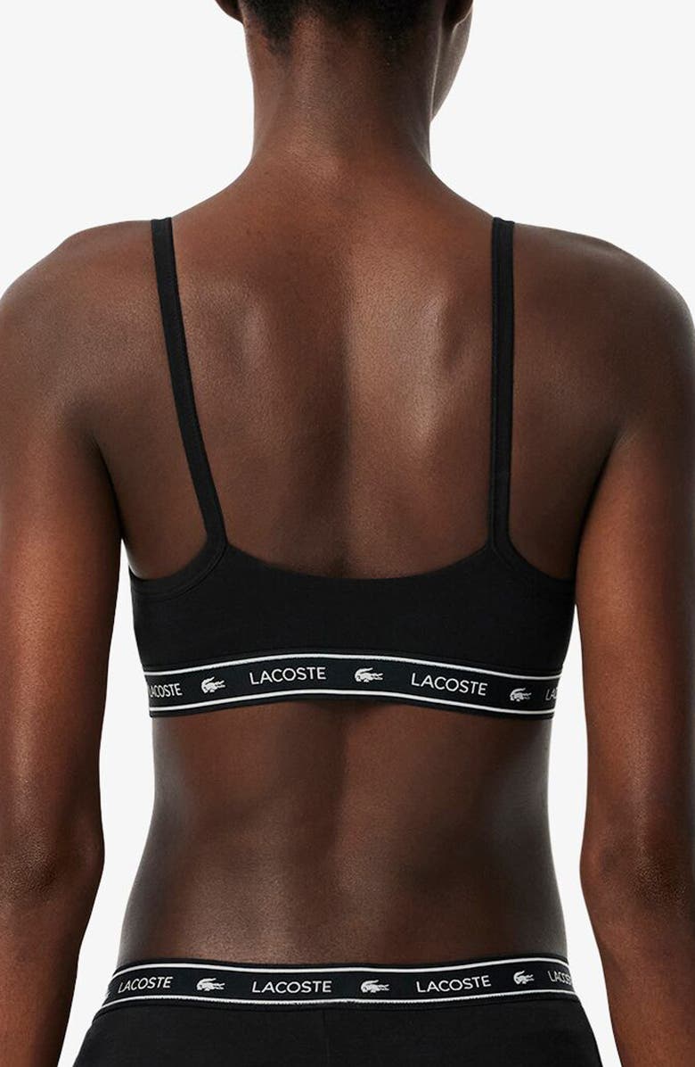 Lacoste Stretch Cotton Bralette, Alternate, color, Black