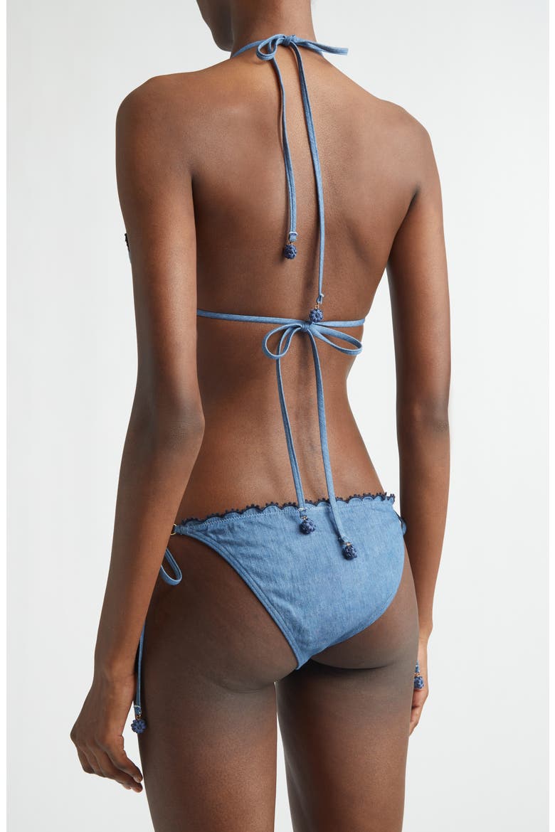 Aster Paisley Embroidered Denim Two-Piece Swimsuit, Alternate, color, DENIM