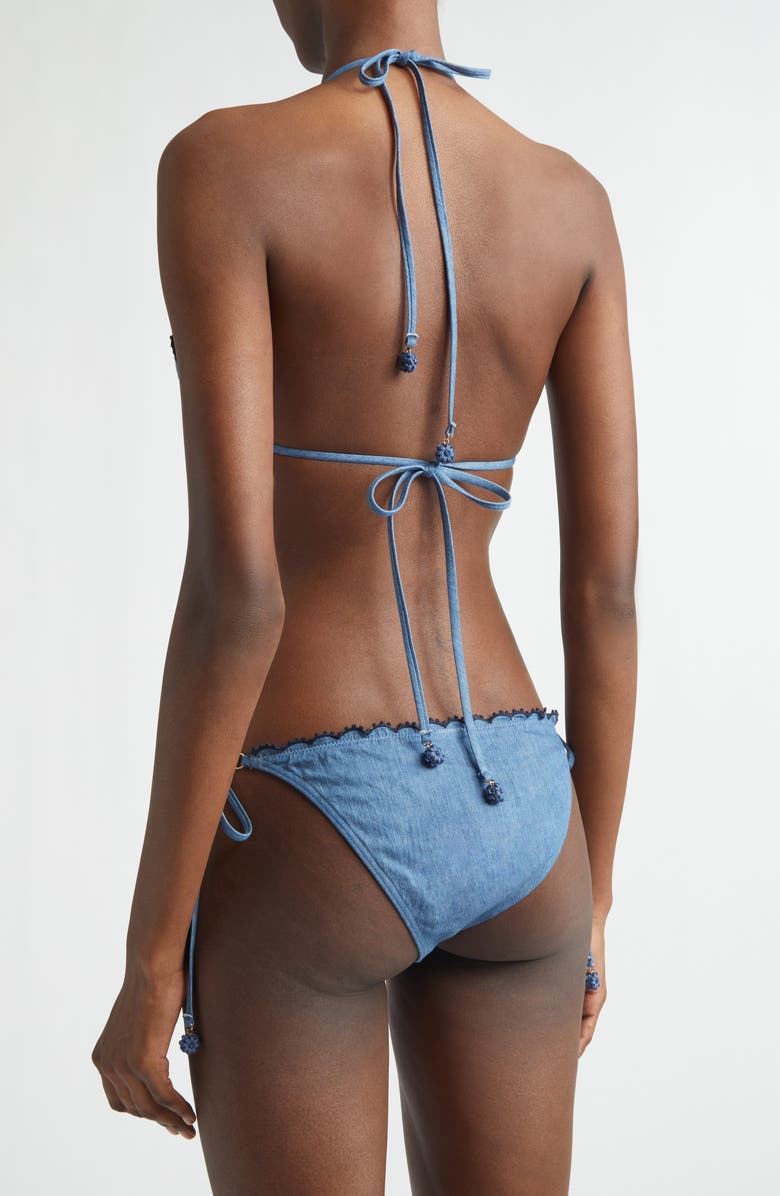 Zimmermann Aster Paisley Embroidered Denim Two-Piece Swimsuit, Alternate, color, Denim