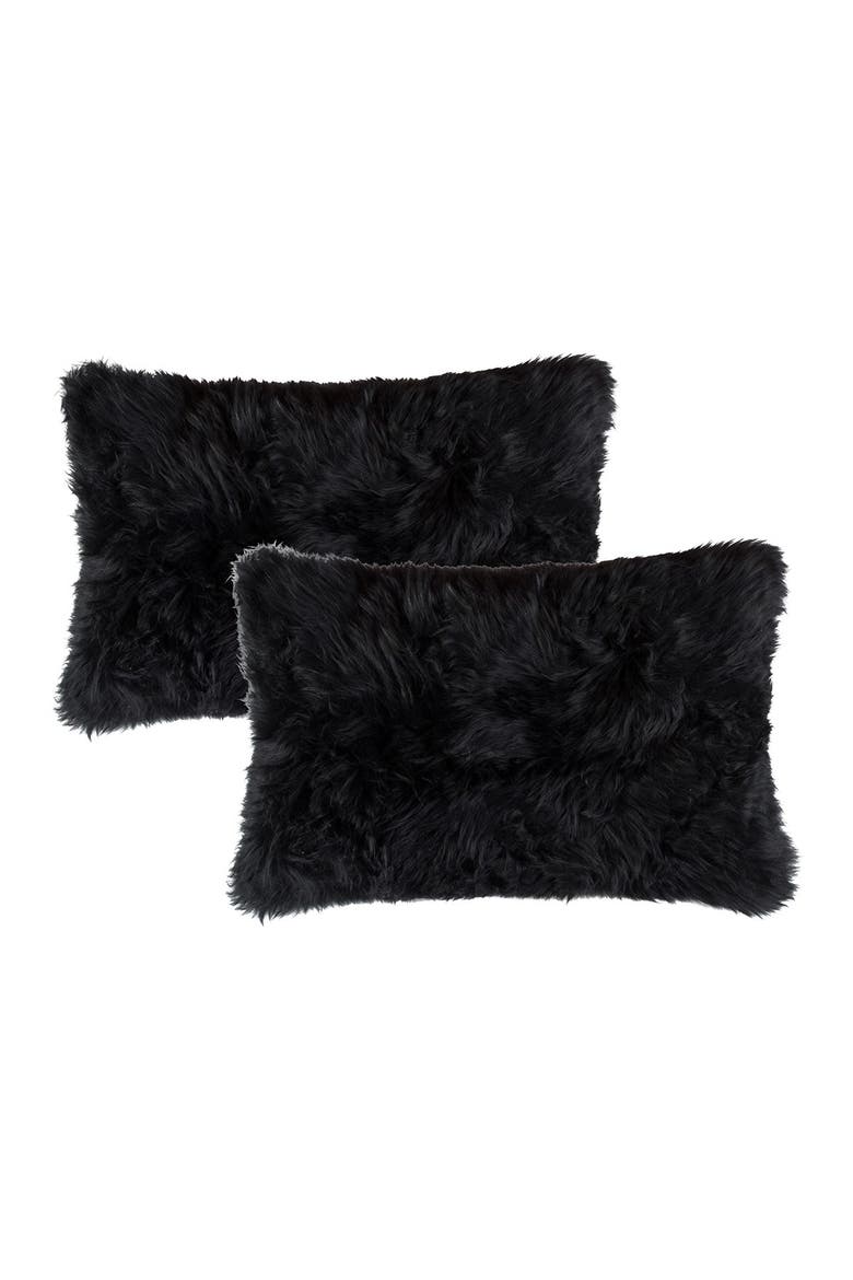 New Zealand Genuine Sheepskin Shearling Pillow - Set of 2, Main, color, BLACK