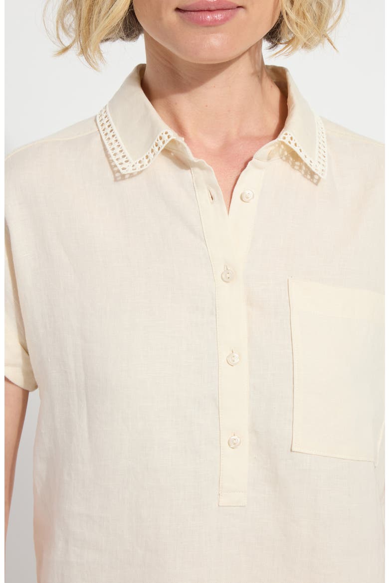 Althea High-Low Linen Top, Alternate, color, MACADAMIA