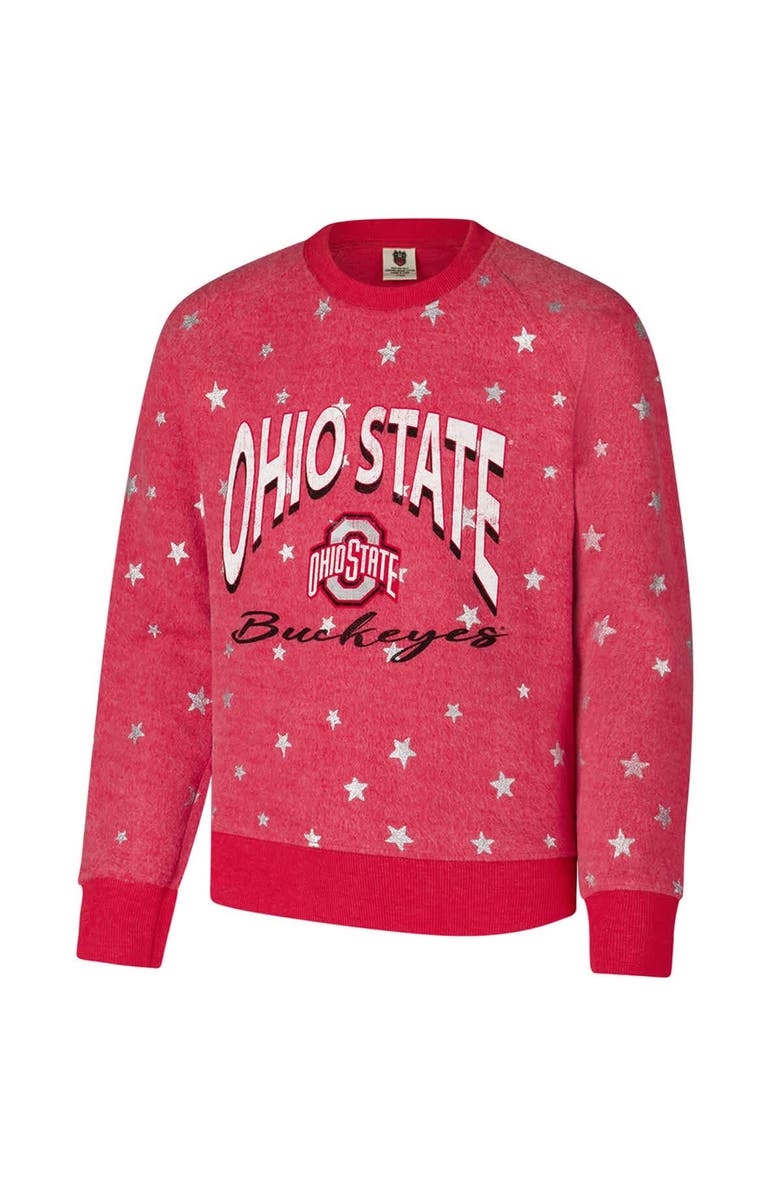 Wes & Willy Youth Wes & Willy Scarlet Ohio State Buckeyes Shimmer Star Reverse Fleece Raglan Pullover Sweatshirt, Alternate, color, Scarlet