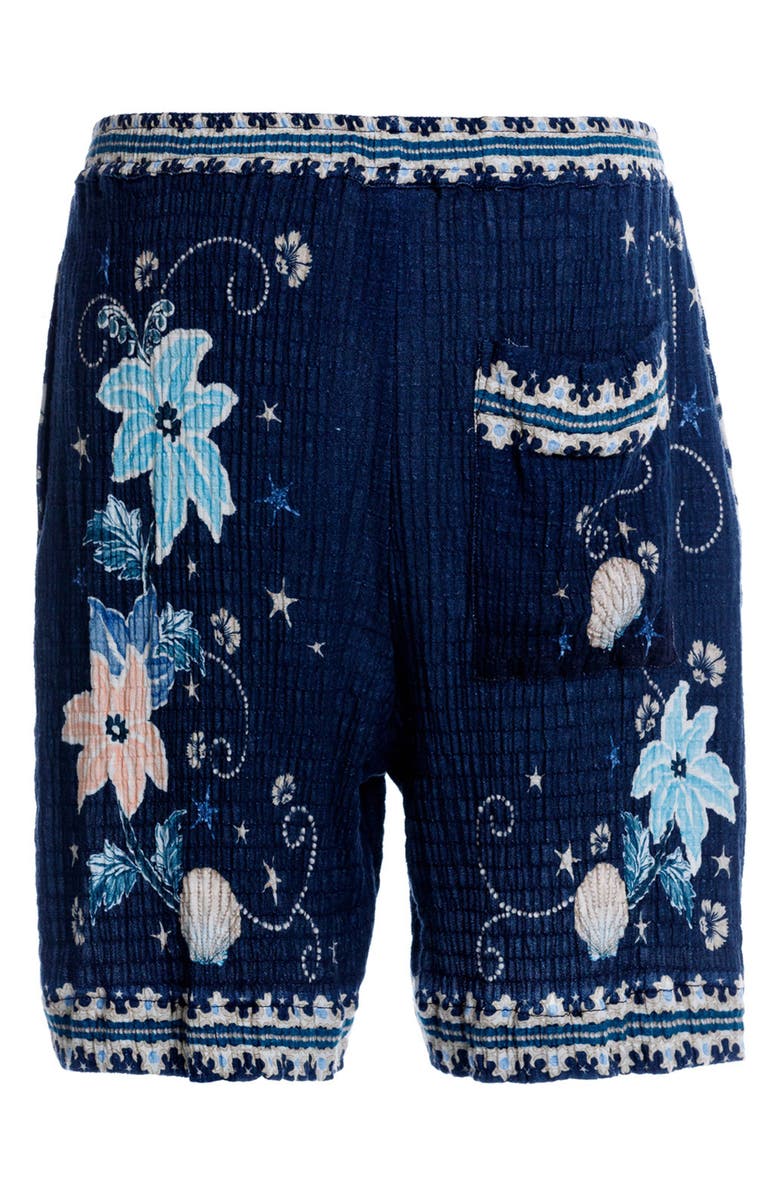 Agua Bendita Malaga Sereia Floral Cover-Up Shorts, Alternate, color, Blue