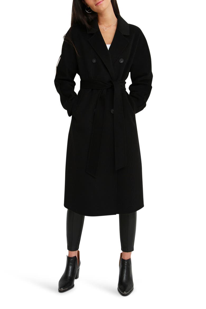 Boss Girl Double Breasted Wool Coat, Alternate, color, BLACK