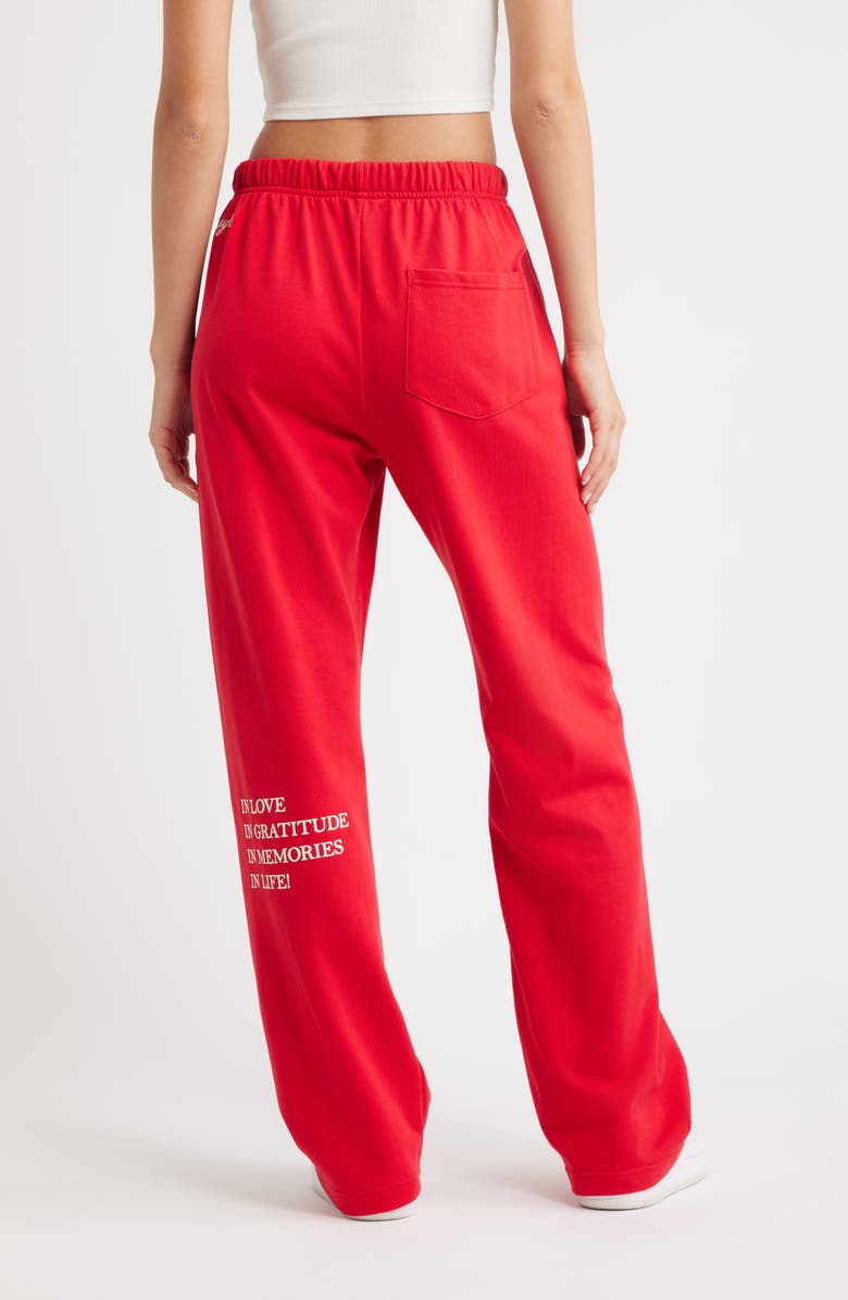 THE MAYFAIR GROUP Rich in Life Embroidered Wide Leg Fleece Sweatpants, Alternate, color, Red