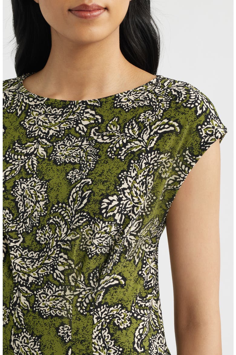 Print Cap Sleeve Top, Alternate, color, BAY LEAF MULTI