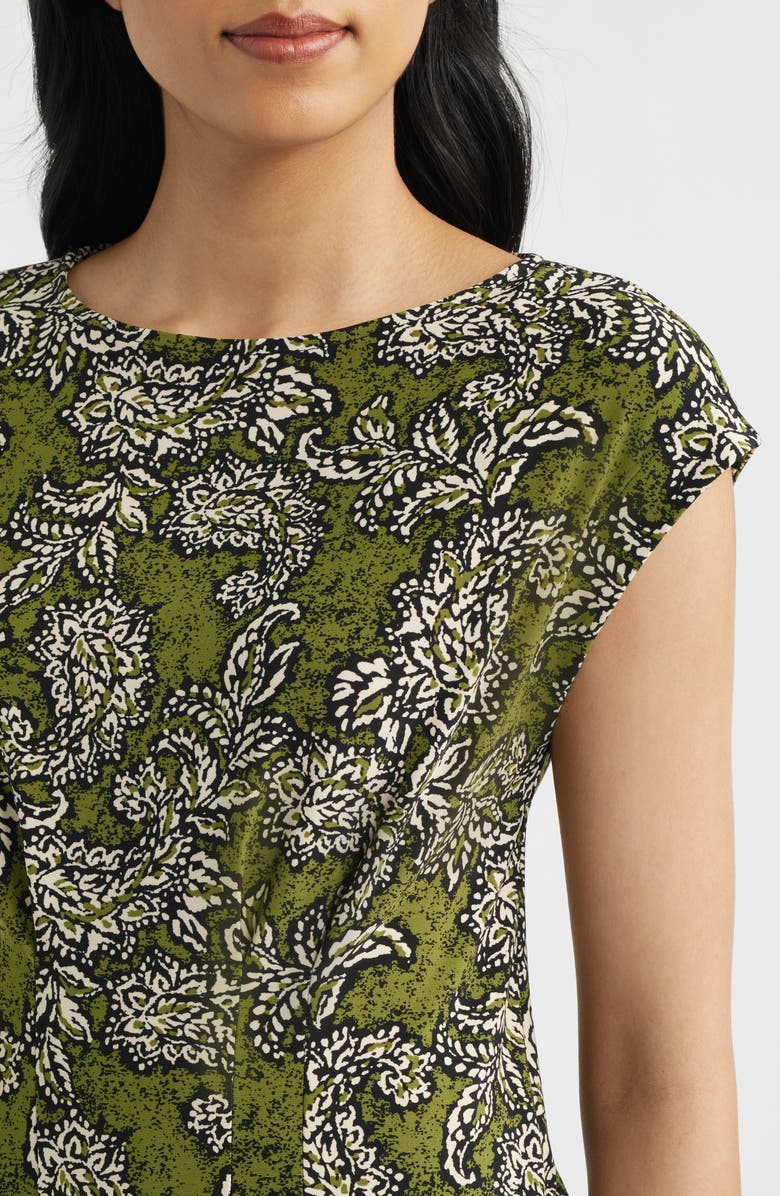 Anne Klein Print Cap Sleeve Top, Alternate, color, Bay Leaf Multi