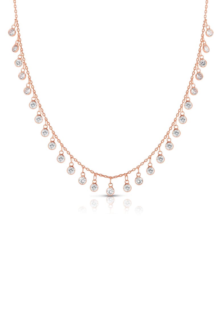 Cubic Zirconia Charm Necklace, Main, color, ROSE GOLD