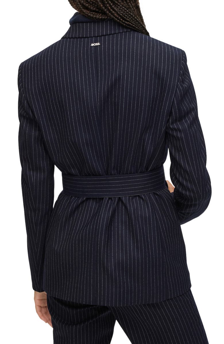BOSS Jesene Belted Pinstripe Blazer, Alternate, color,