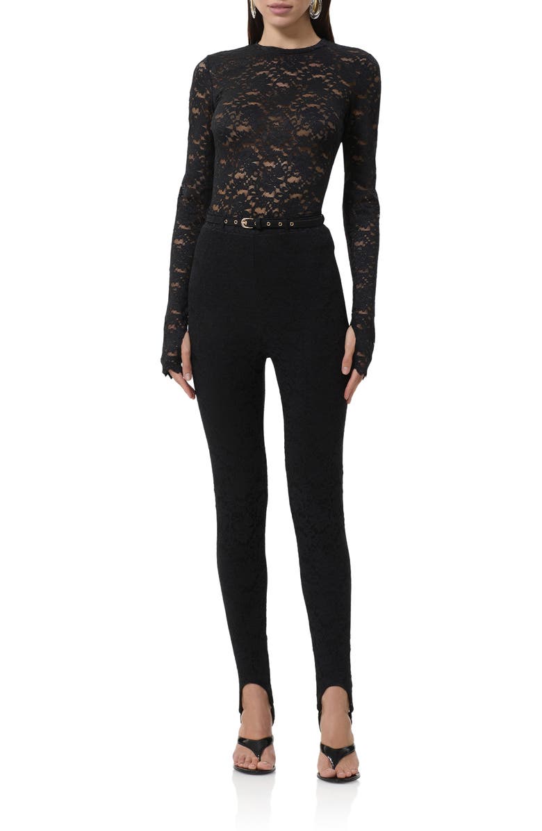 AFRM Kaylee Semisheer Floral Lace Top, Alternate, color, Noir