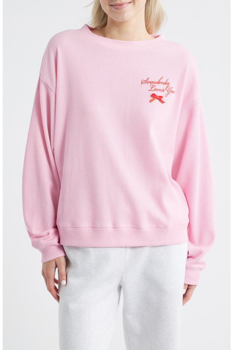 Somebody Loves You Waffle Knit Graphic Top, Main, color, PINK
