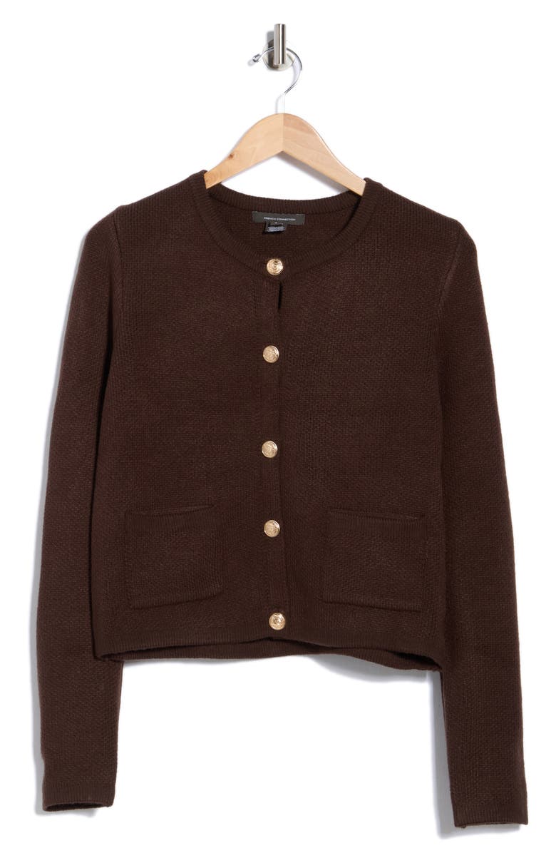 French Connection Babysoft Cardigan Sweater, Alternate, color, Chocolate Tort