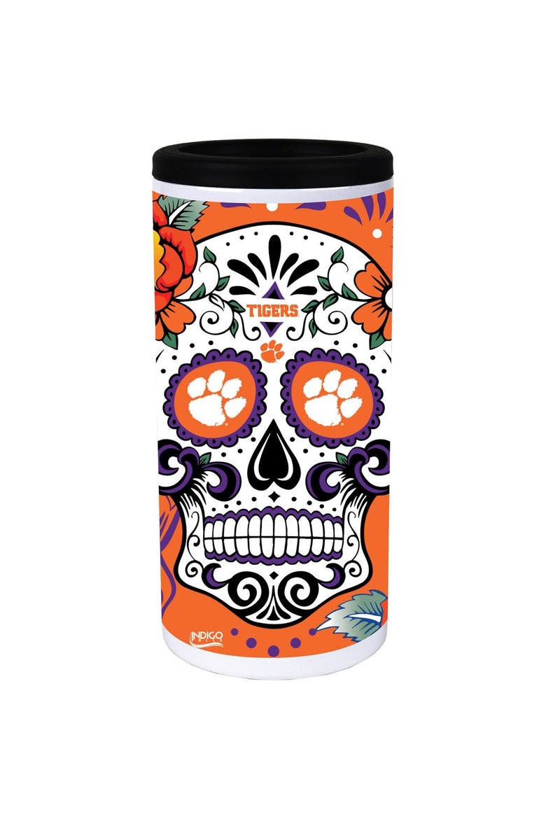 Clemson Tigers Dia Stainless Steel 12oz. Slim Can Cooler, Alternate, color, White