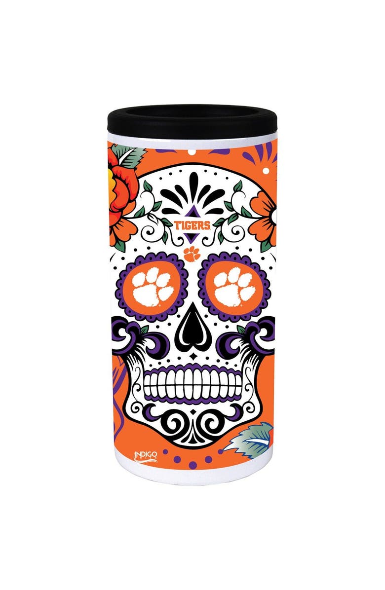 INDIGO FALLS Clemson Tigers Dia Stainless Steel 12oz. Slim Can Cooler, Alternate, color, White