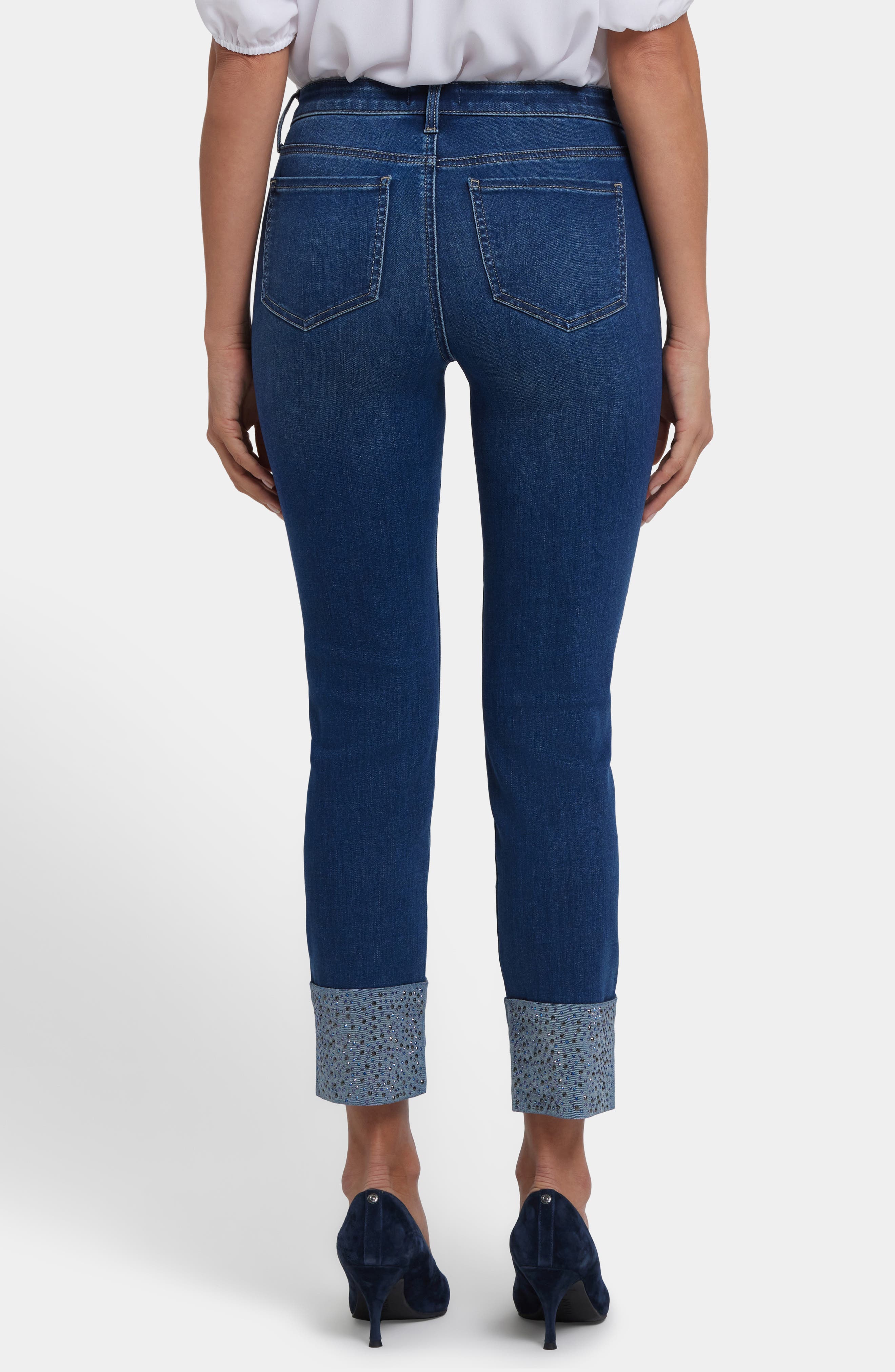 Sheri Rhinestone Cuff Ankle Slim Jeans - image 2