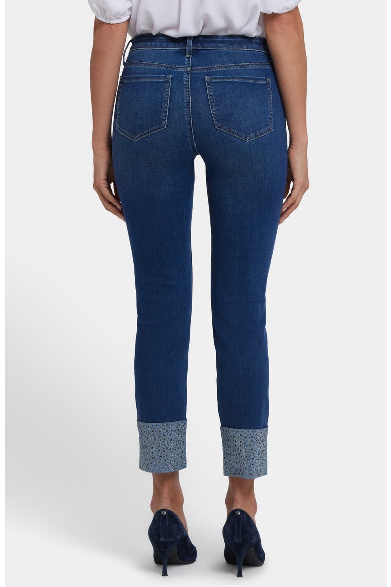 Sheri Rhinestone Cuff Ankle Slim Jeans, Alternate, color, VINTAGE LAPIS
