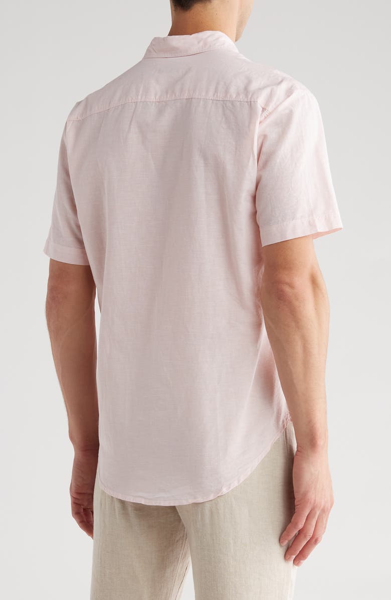 Coastaoro Dax Short Sleeve Linen Blend Button-Up Shirt, Alternate, color, Coral