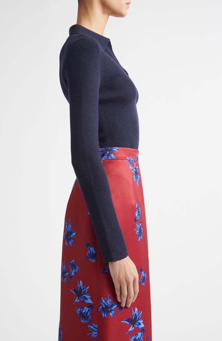 Emilia Wickstead Austin Wool Rib Polo Sweater, Alternate, color, Dark Navy