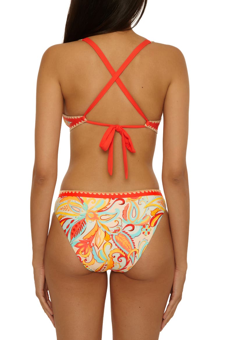 Phuket Embroidered Trim Bikini Top, Alternate, color, ORANGE MULTI