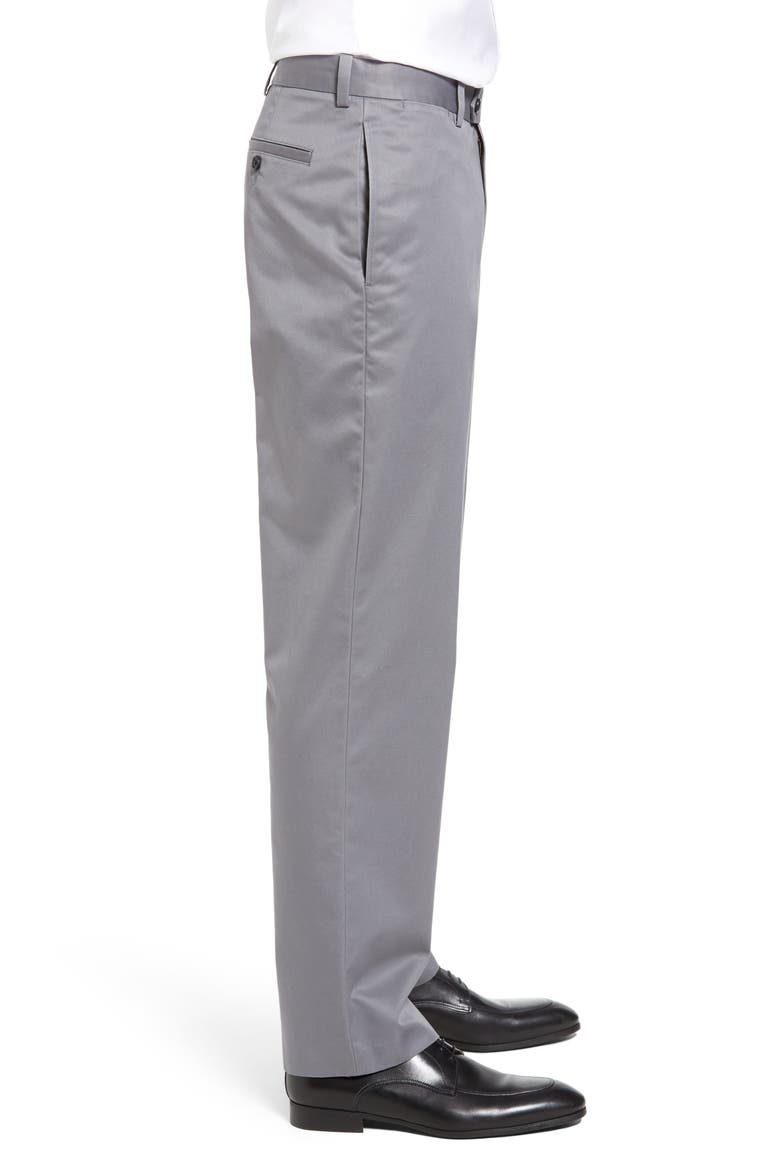 Men's Shop Smartcare™ Classic Supima® Cotton Flat Front Trousers, Alternate, color, GREY SHADE
