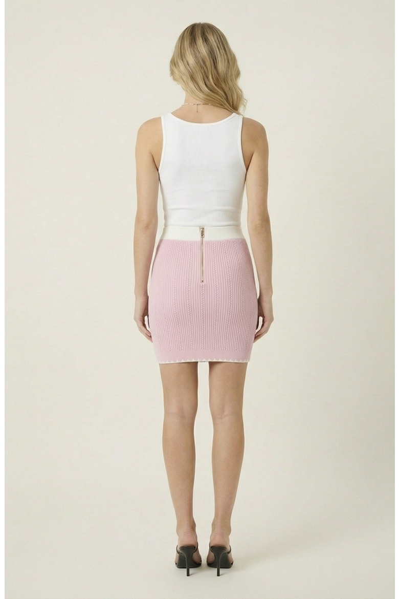 Ribbed Knit Contrast Trim Mini Skirt, Alternate, color, Pastel Pink