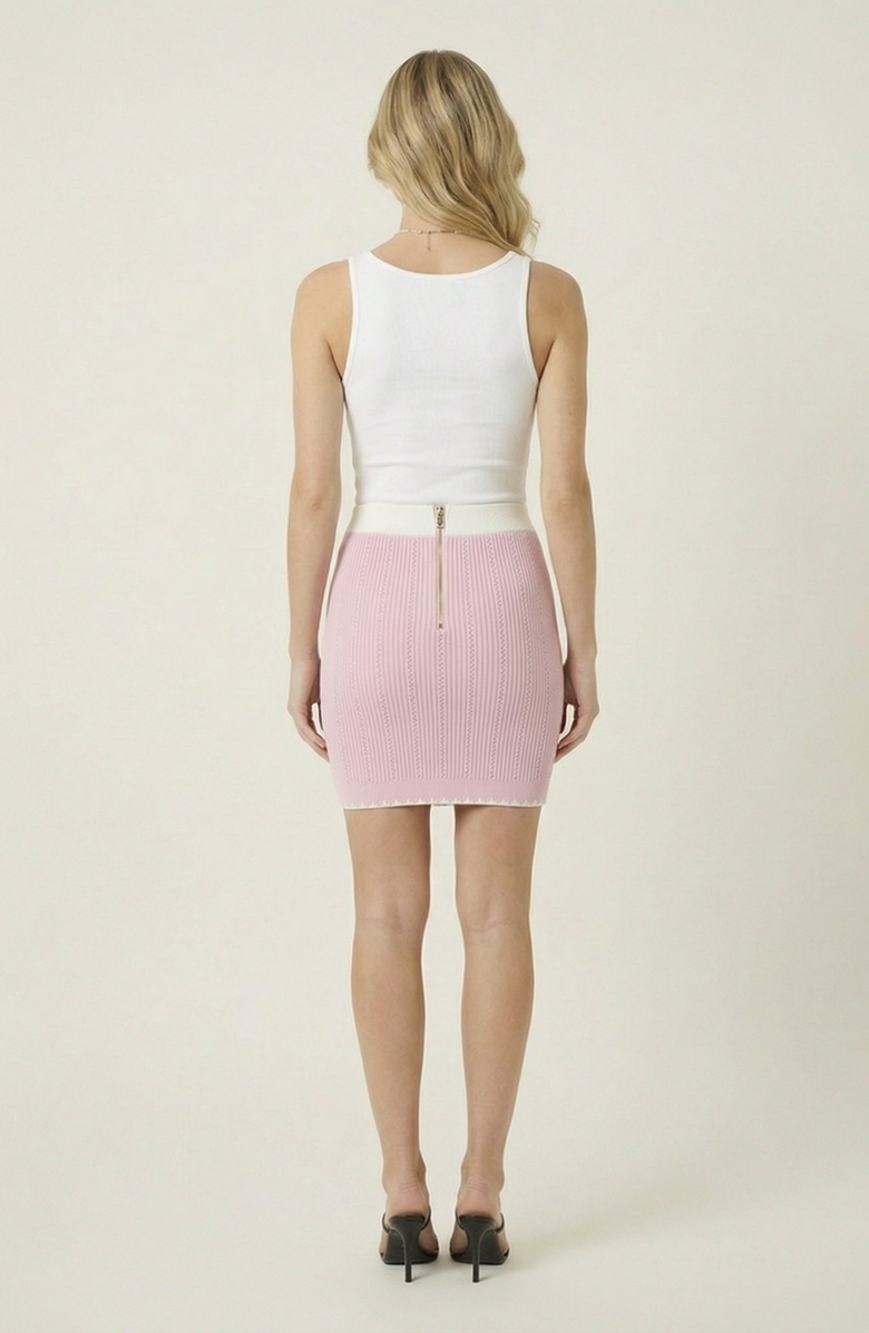 Modenaire Ribbed Knit Contrast Trim Mini Skirt, Alternate, color, Pastel Pink
