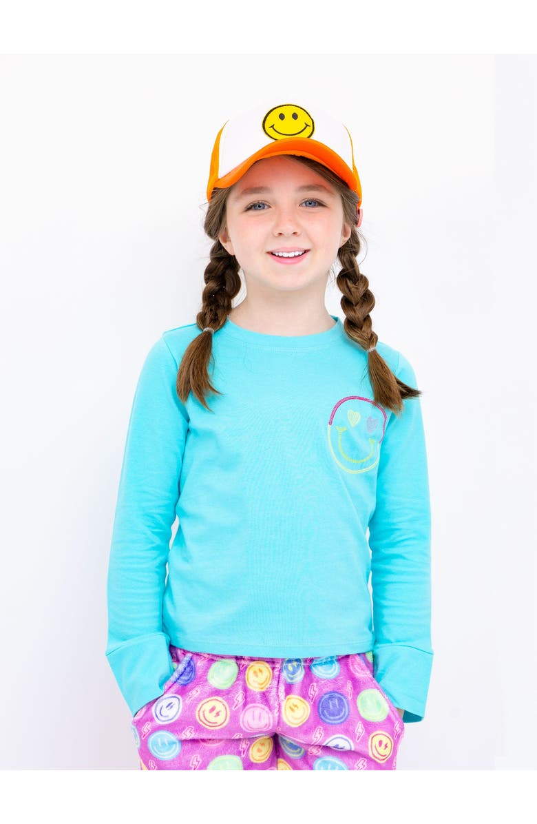 Preppy Goose Smiley Face Embroidered Long Sleeve T-Shirt, Main, color, Turquoise