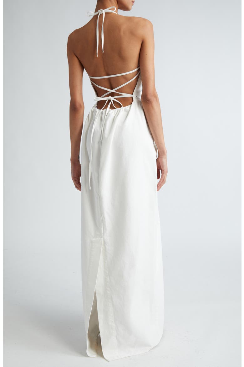 Europa Cotton Halter Gown, Alternate, color, WHITE