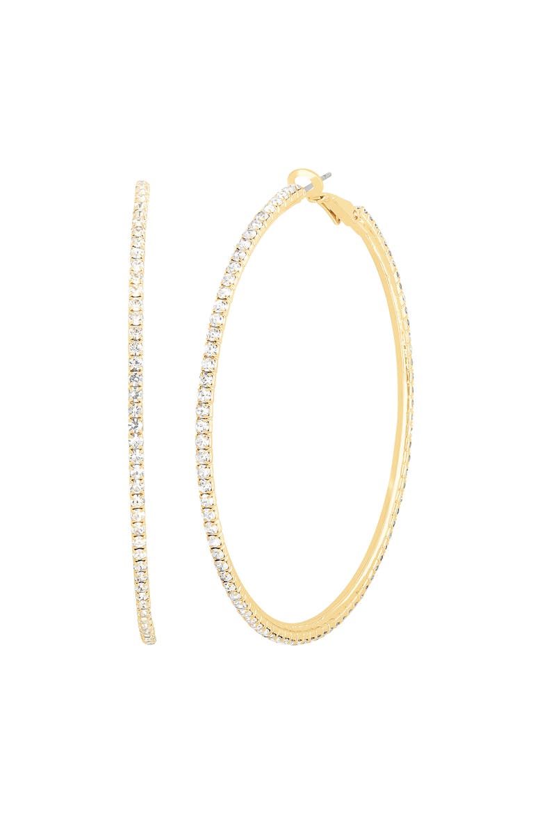 JS Jessica Simpson Large Crystal Hoop Earrings, Main, color, Gold