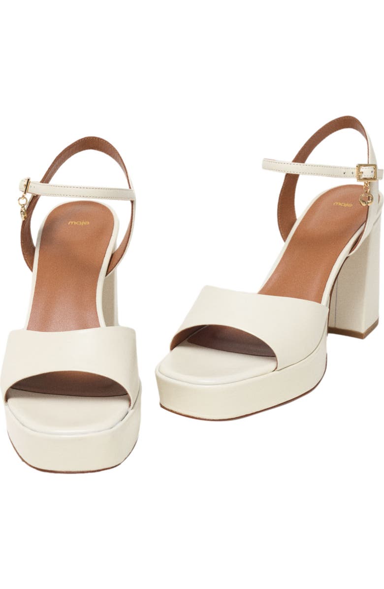 maje Leather platform sandals, Alternate, color, Ecru