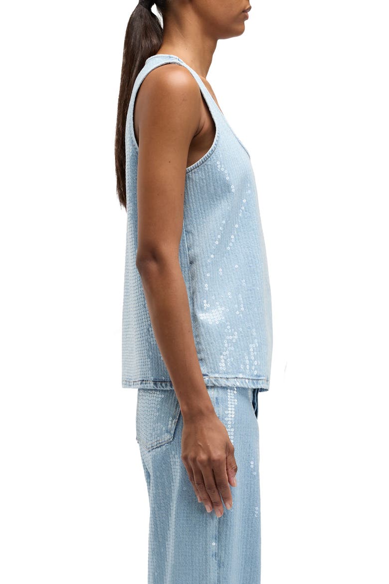 Sequin Denim Tank, Alternate, color, SHIMMER