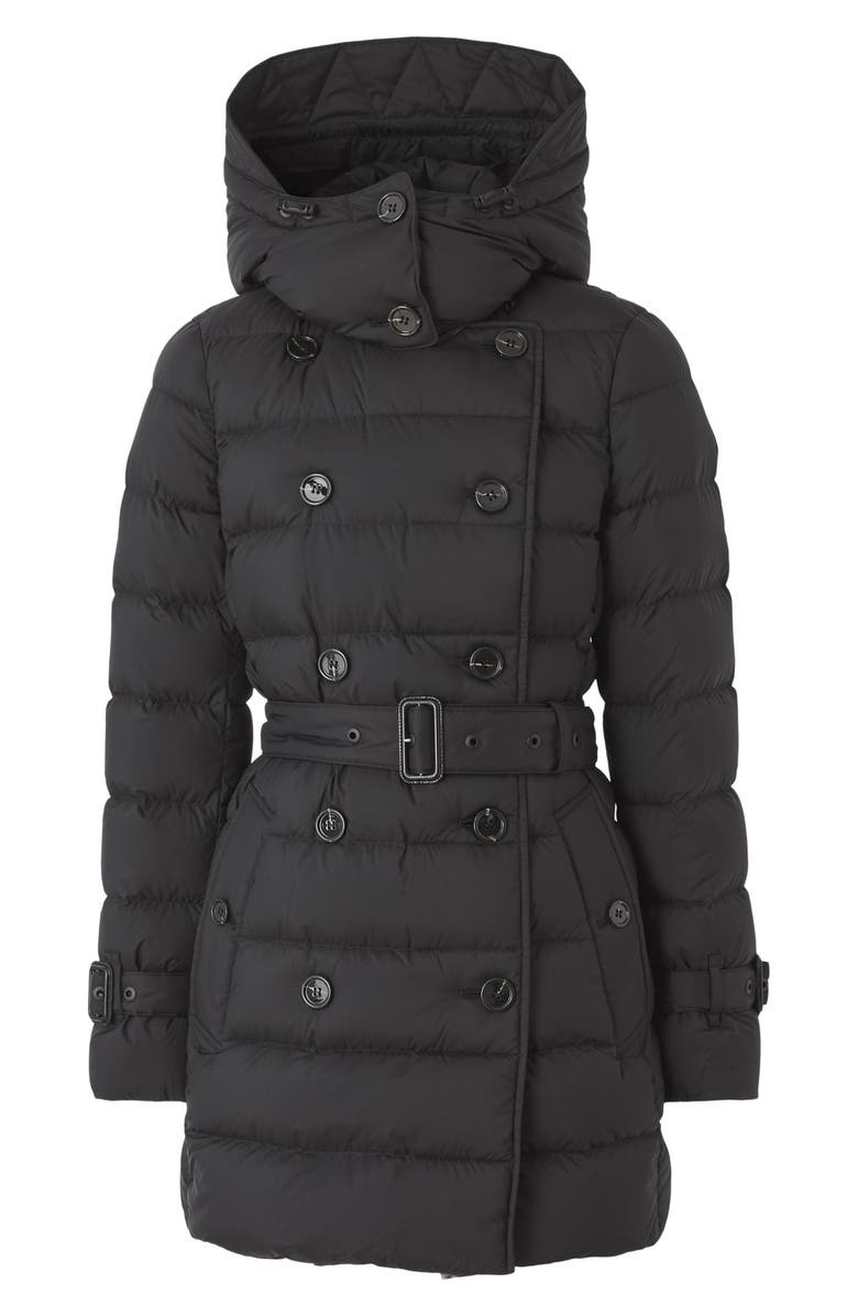 Burberry Ashwick Double Breasted Quilted Down Jacket with Removable Hood, Alternate, color,