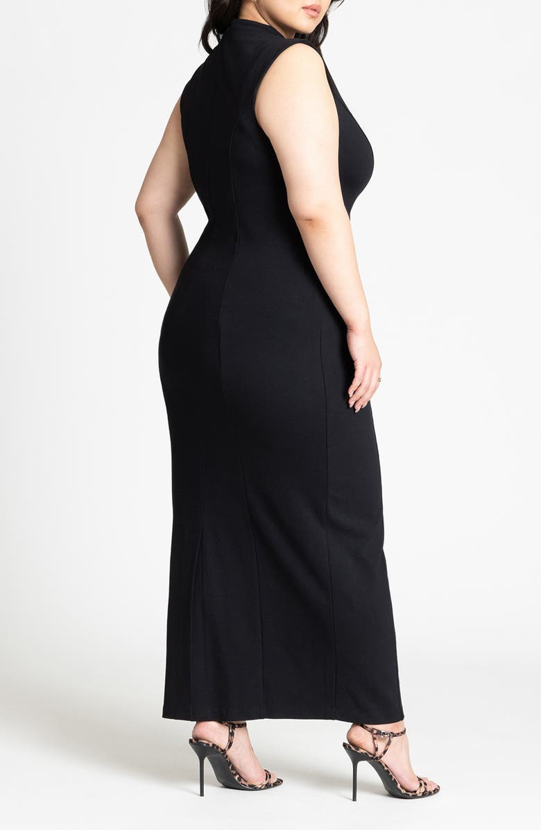 ELOQUII Stitch Detail Mock Neck Maxi Dress, Alternate, color, 