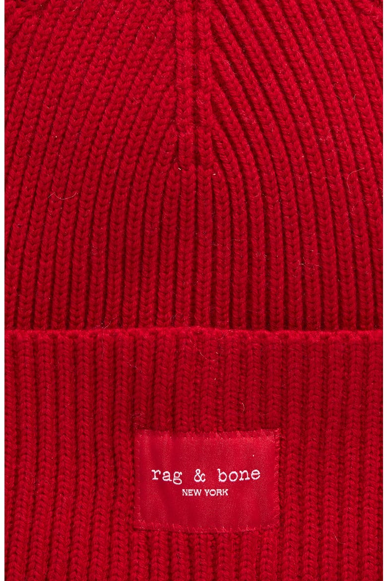 Blake Logo Patch Wool Blend Rib Beanie, Alternate, color, RED