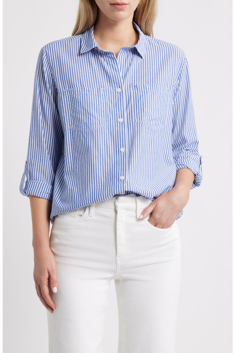 Annalisa Stripe Shirt, Main, color, DELL BLUE